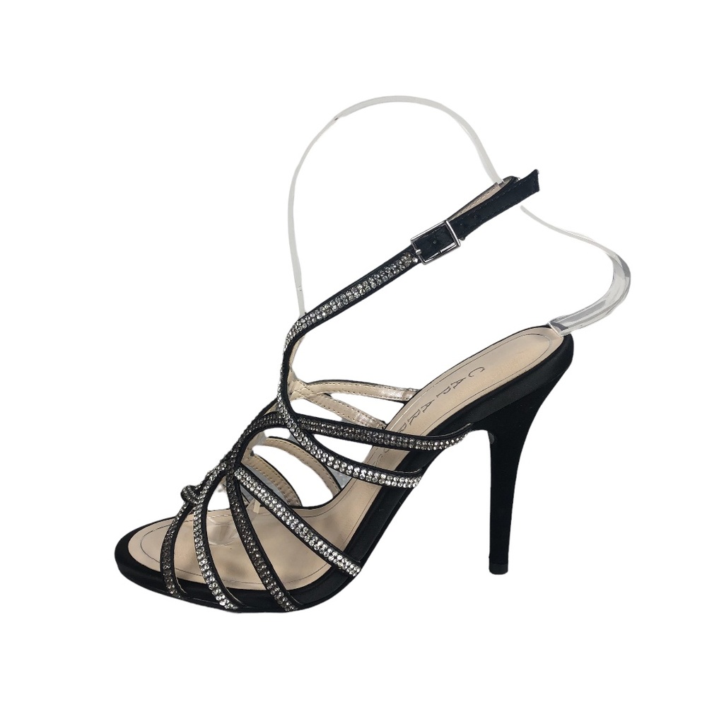 CAPARROS Black Rhinestone Embellished Sandal